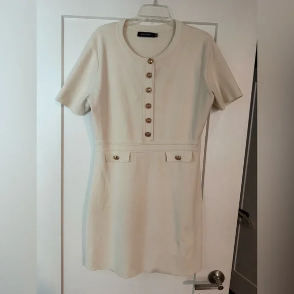 Chic Cream Button-Down Mini Dress - Picture 2 of 5